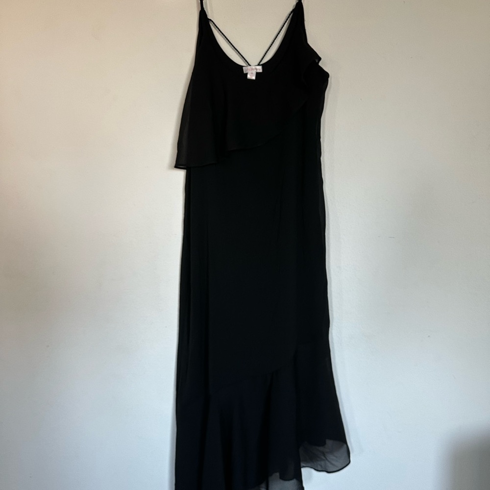 Xhilaration Black Asymmetrical Slip Dress size XS
